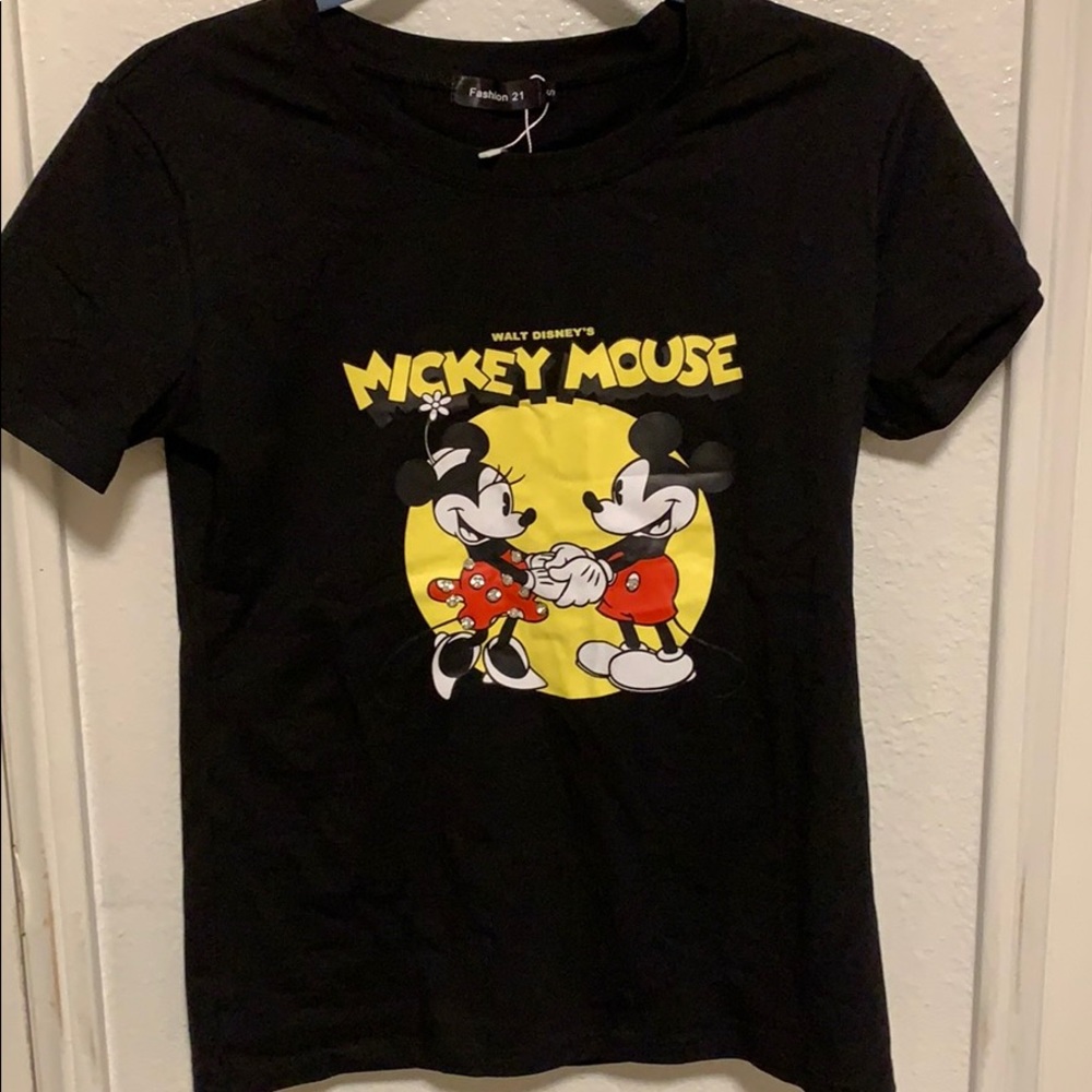 Mickey and Minnie black T Shirt